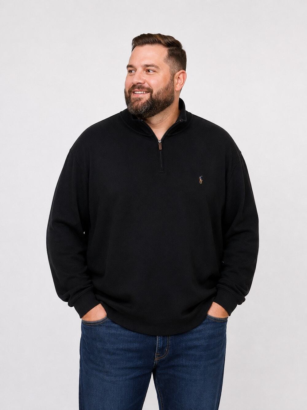 Polo Ralph Lauren Estate Rib Quarter Zip Black Pullover